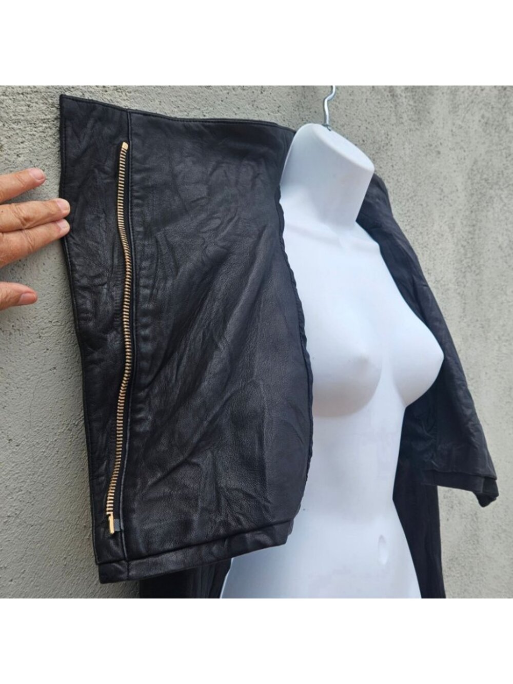Vintage Pegah Anvarian Black Lambskin Leather Cropped Bolero Moto Jacket XS Rare - Picture 14 of 16